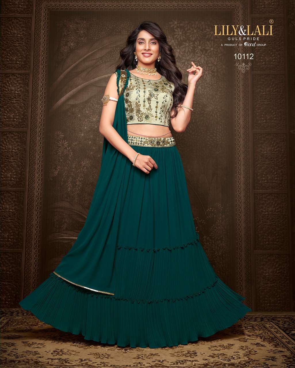 Lily And Lali-tyohar-georgette-handwork-choli-cups-with-inner-georgette-fancy-skirt-attached-dupatta-With Choli-2 Designs-10112